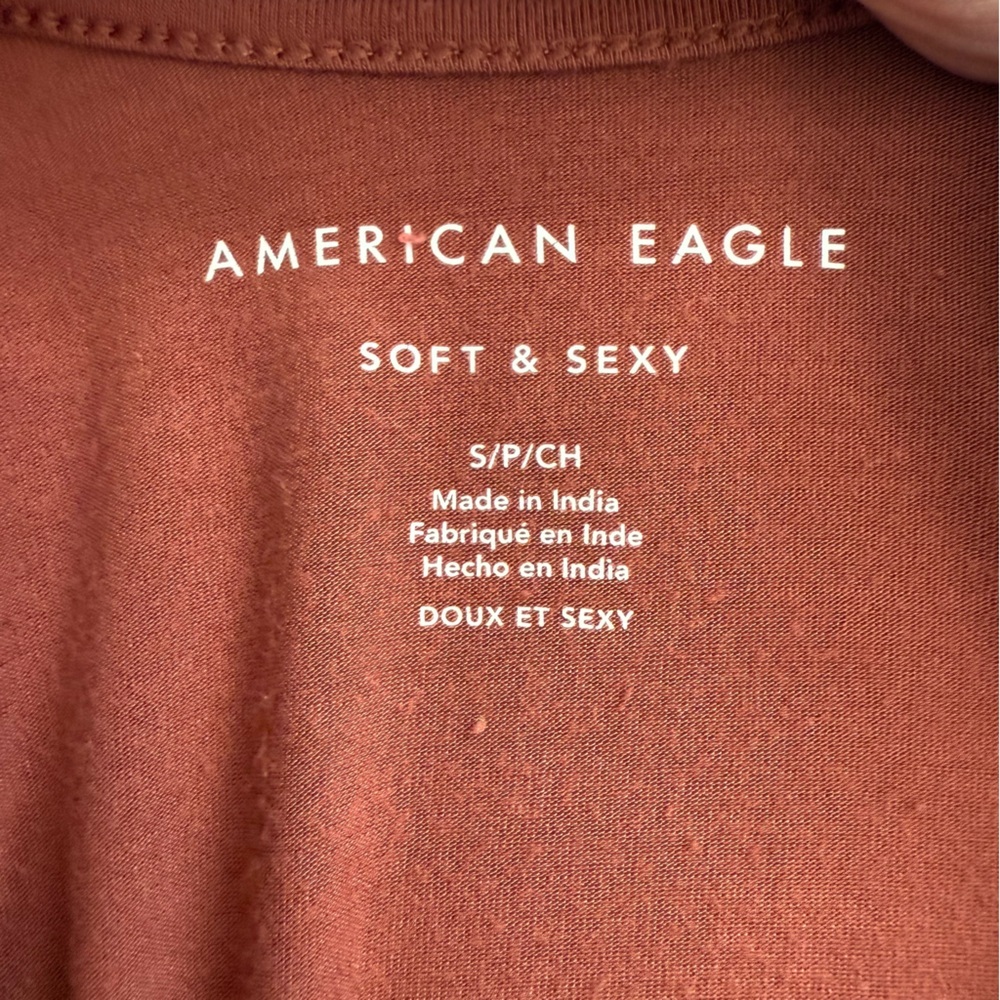 American Eagle Soft & Sexy Rose Pink Mauve Embroidered Square Neck Top Size SM - Picture 4 of 10